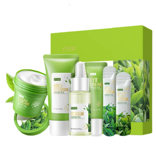 Green Tea Skincare Set 19 - In - 1 Skincare Gift Set With Natural ExtractsCleanserFace Serum Face Cream Eye Cream Facial Mask And Mud MaskMoisturizing Skincare Set For Teen Girls - Pure Bliss Beauty